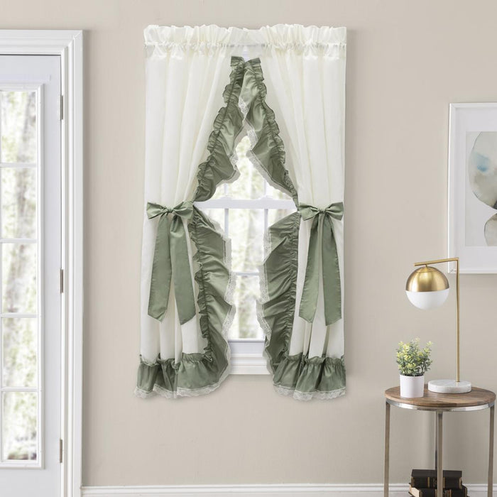 Ellis Curtain Madelyn Ruffled Victorian Priscillas 1.5" Rod Pocket Curtain Panel Sage