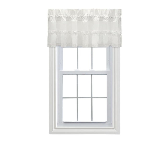 Ellis Curtain Madelyn Ruffled Victorian 1.5" Rod Pocket Valances for Windows 60" x 16" Natural
