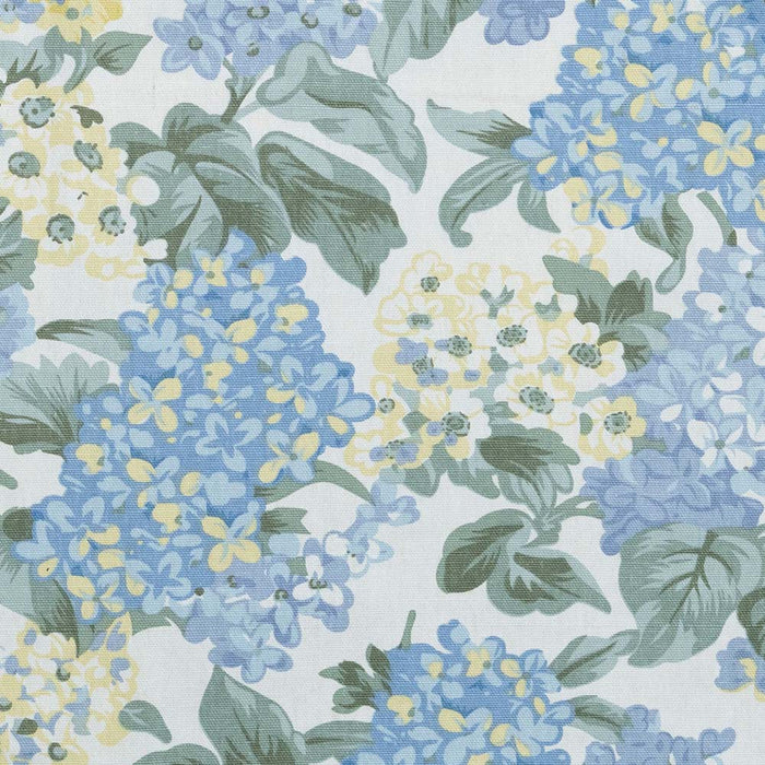 Ellis Hydrangea Classic Pattern Printed 1.5" Rod Pocket Window Tailored Pair with Ties Blue