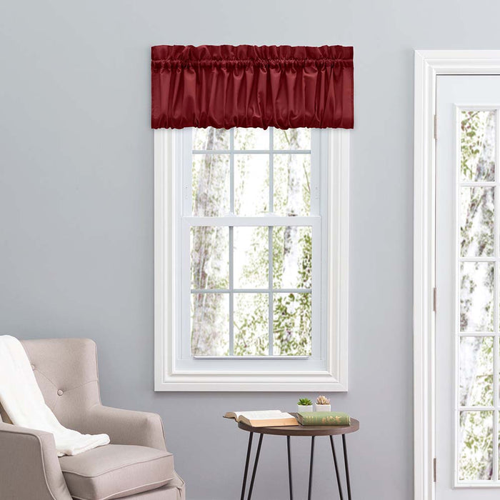 Ellis Stacey 1.5" Rod Pocket High Quality Fabric Solid Color Window Balloon Valance 60"x15" Merlot