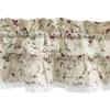 Ellis Curtain Cherries Ruffled 1.5" Rod Pocket Window Curtain Tiers Natural