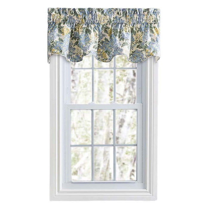Ellis Hydrangea Classic Pattern Printed 3" Rod Pocket Window Scallop Valance Lined 70"x15" Blue