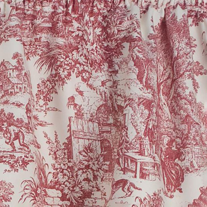 Ellis Curtain Victoria Park Toile High Quality Classic Print Swag Lined Empress Window Valance - 2-Piece - 70 x28", Red