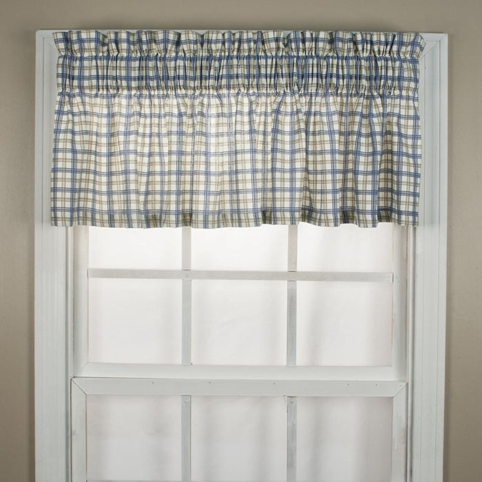 Ellis Curtain Bristol Plaid High Quality Water Proof Room Darkening Blackout Tailored Window Valance - 70 x 12", Blue