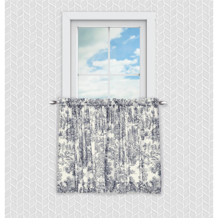 Ellis Curtain Victoria Park Toile Room Darkening Window Rod Pocket Pair Set With 2 Tiers - 2-Piece - 68x24"