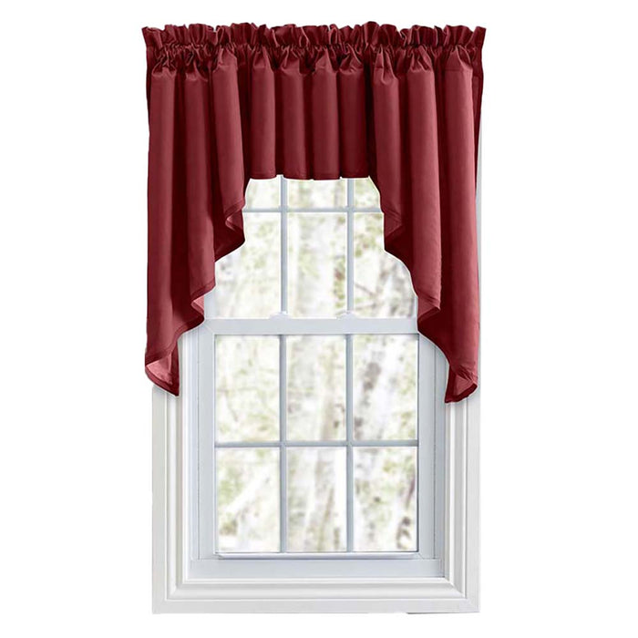 Ellis Stacey 3" Rod Pocket High Quality Fabric Solid Color Window Lined Swag Set Filler Valance 42"x13" Merlot