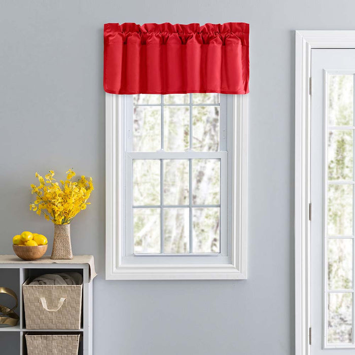 Ellis Stacey 3" Rod Pocket High Quality Fabric Solid Color Window Lined Swag Set Filler Valance 42"x13" Red