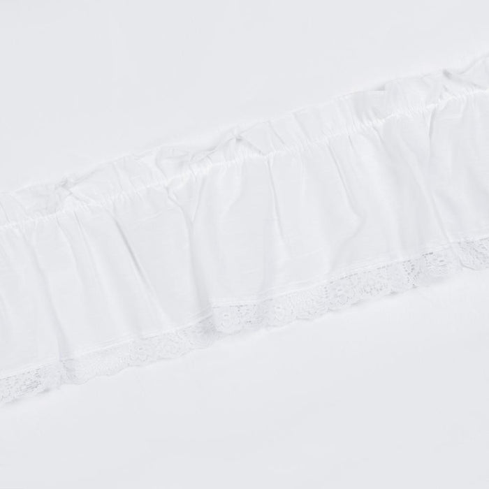 Ellis Curtain Madelyn Ruflled Victorian 1.5" Rod Pocket Swag for Windows Lace Edge 82" x 38" White