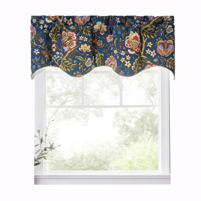 Ellis Curtain Regency Scallop Shaped 3" Rod Pocket Valances for Windows 50" x 15" Navy