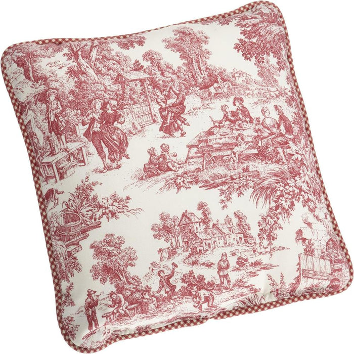 Ellis Curtain Victoria Toile 100% High Quality Fabric Perfect Decorative Reversable Print Toss Pillow - 17x17" Red
