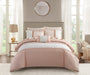 Chic Home Ava Comforter Set Color Block Floral Pleated Stitching Print Details Design Bed In A Bag Bedding - Sheets Pillowcases Decorative Pillow Shams Included - 8 Piece - Queen 90x92", Blush - Queen
