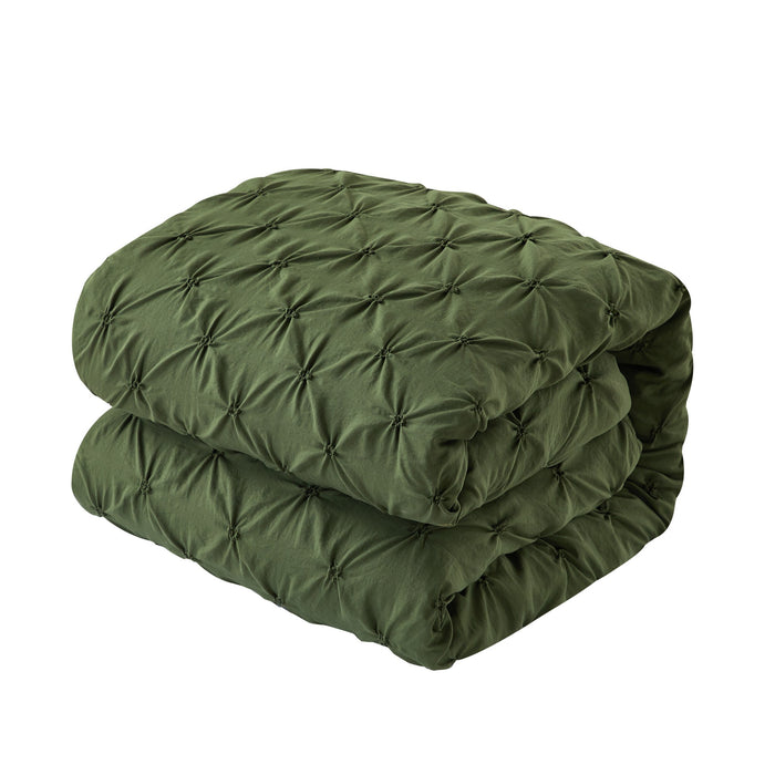 Chic Home Bradley Comforter Set Diamond Pinch Pleat Pattern Design Bedding - Decorative Pillow Shams Included - 4 Piece - King 104x92", Green - King