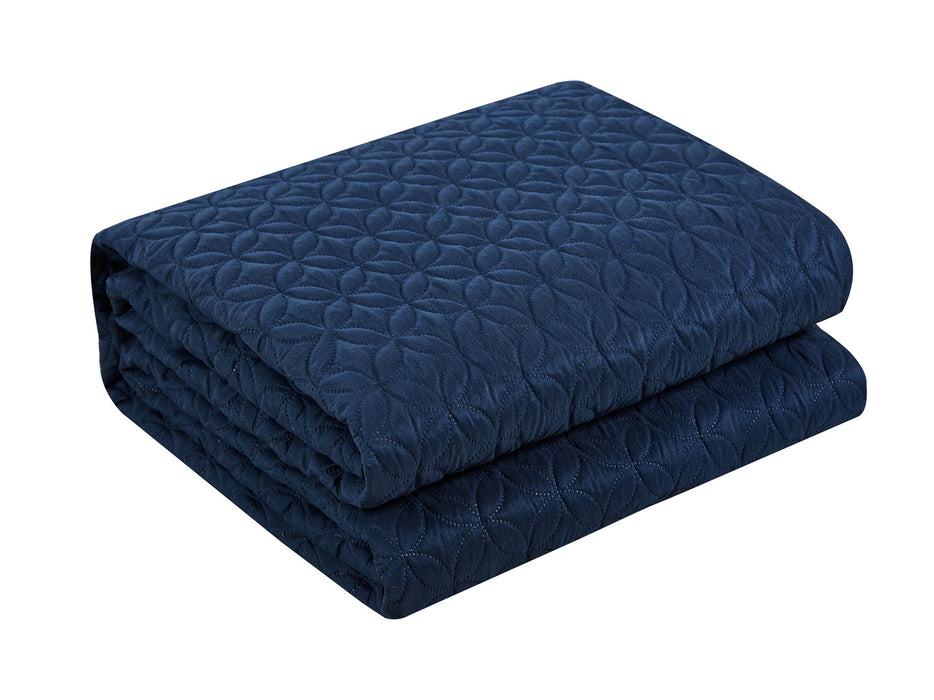 Chic Home Palmgren Rose Star Geometric 7 Pieces Quilted Bed In A Bag Soft Microfiber Sheet Set Decorative Pillows & Shams - Queen 90x90, Navy - Queen