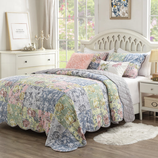 Greenland Home Emma Vintage Style Quilt Set, 2-Piece Twin/XL, Gray - 2-Piece Twin/XL