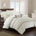 Chic Home Stieg 10 Pieces Comforter Set Complete BIB Pleated Ruched Ruffled Bedding With Sheet Set & Decorative Pillows Shams - Queen 90x90, Beige - Queen
