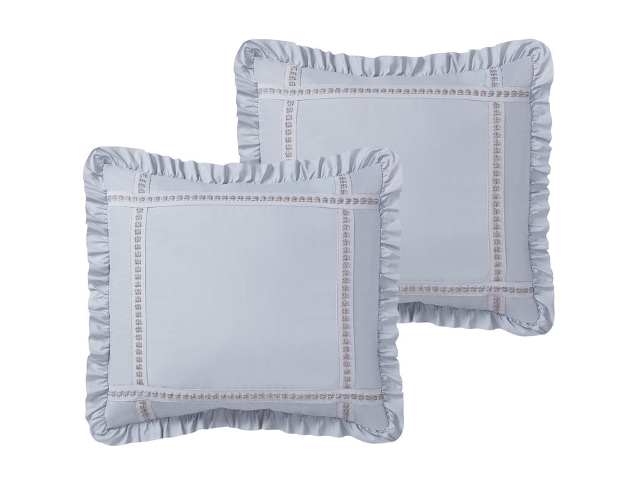 Chic Home Yvette Comforter Set Ruffled Pleated Flange Border Design Bed In A Bag Grey, King - King