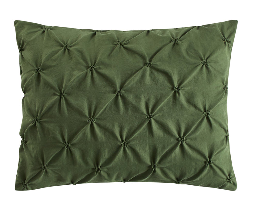 Chic Home Bradley Comforter Set Diamond Pinch Pleat Pattern Design Bedding - Decorative Pillow Shams Included - 4 Piece - King 104x92", Green - King