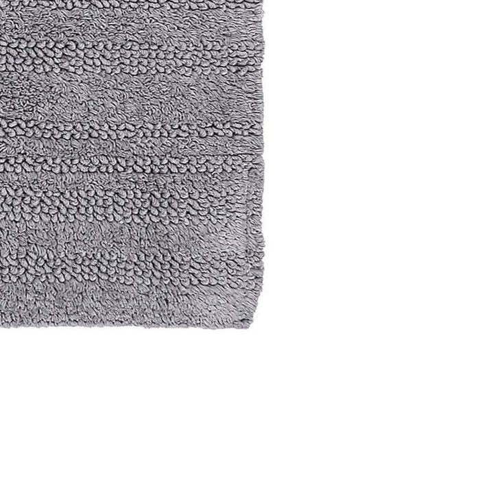 Knightsbridge Luscious Textured Striped All Season Soft Plush Cotton Reversible & Soft Bath Rug 24" X 40" Silver - 24" X 40"