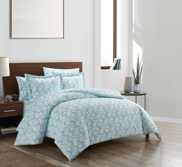Chic Home Chrisley Duvet Cover Set Contemporary Watercolor Overlapping Rings Pattern Print Design Bed In A Bag Bedding - Sheets Pillowcases Pillow Shams Included - 7 Piece - Queen 90x90", Aqua - Queen