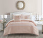 Chic Home Brice Comforter Set Pleated Embroidered Design Bedding - Decorative Pillows Shams Included - 5 Piece - Queen 90x92", Blush - Queen