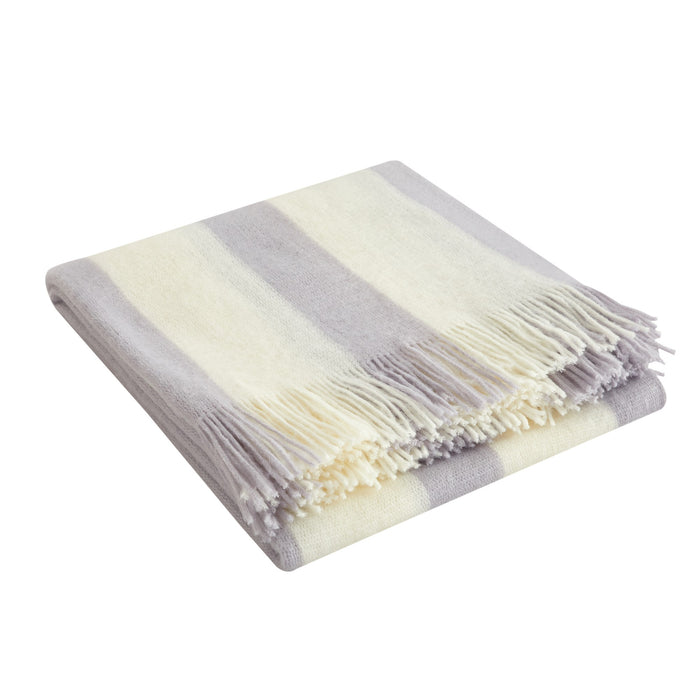 NY&C Home Lasko Faux Cashmere Throw Blanket Plush Super Soft Two Tone Striped Design With Tassel Fringe, 50” x 60”, Lavender - Lavender