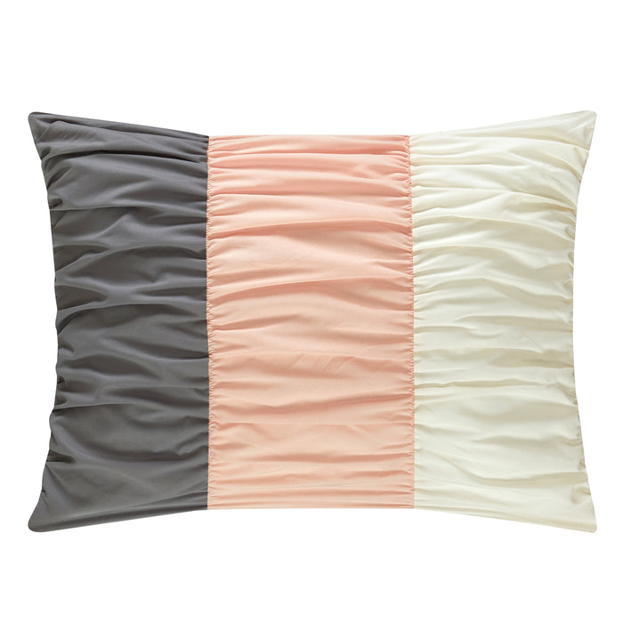 Chic Home Fay Comforter Set Ruched Color Block Design Bed In A Bag Blush, King - King