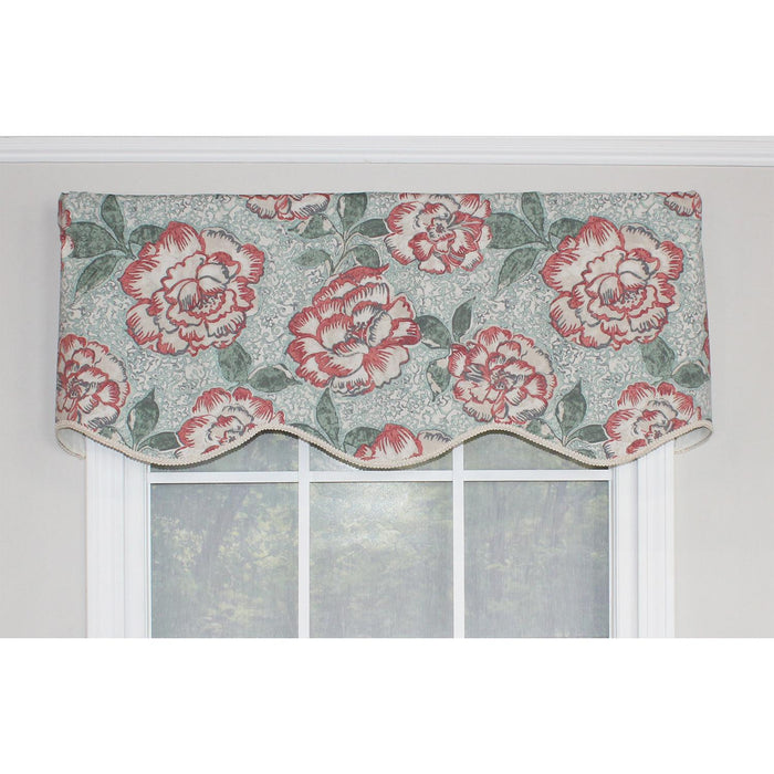 RLF Home Peony Bowl Trimmed Provance 100% Cotton with Fully Lined 3" Rod Pocket Valnance for Windows 50" x 15" Coral