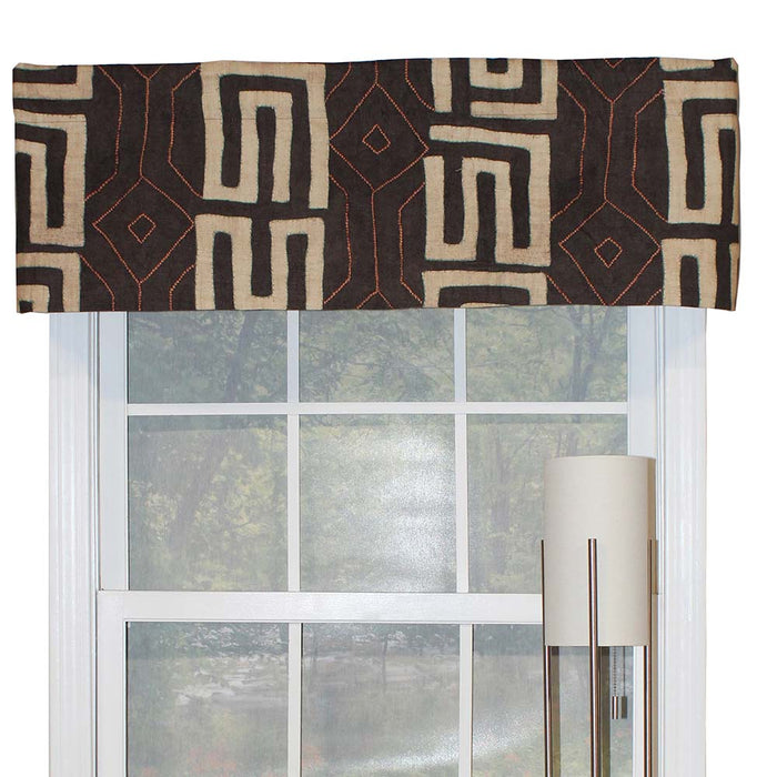 RLF Home Atahaulpa Tailored Window Treatment Premium Quality Valance 3" Rod Pocket 50" x 14" Chocolate