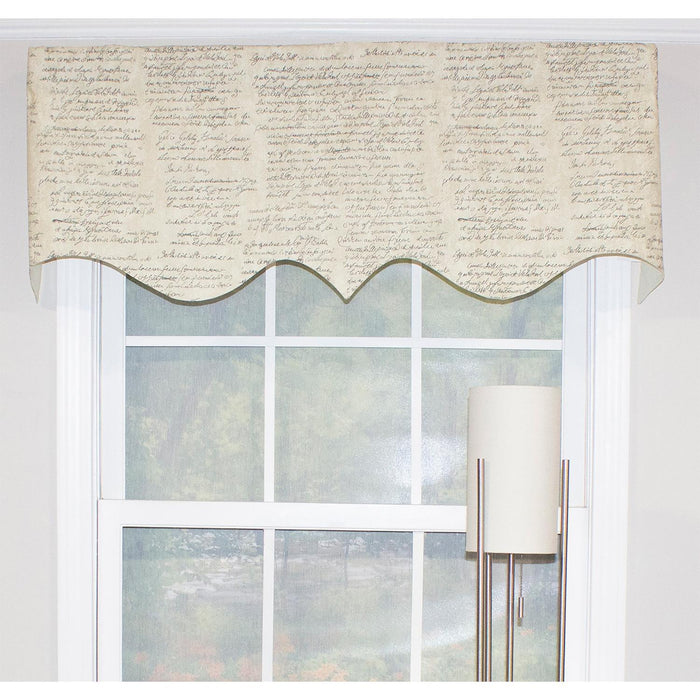 RLF Home Cursive Regal 100% Cotton with Fully Lined 3" Rod Pocket Valnance for Windows 50" x 17" Putty