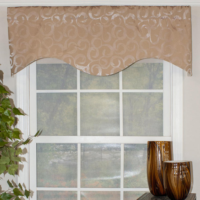 RLF Home Terra Cornice 100% Cotton with Fully Lined 3" Rod Pocket Valnance for Windows 50" x 17" Saddle