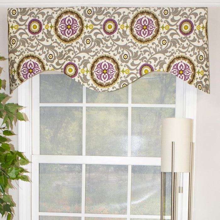 RLF Home Celestial Cornice 100% Cotton with Fully Lined 3" Rod Pocket Valnance for Windows 50" x 17" Sterling