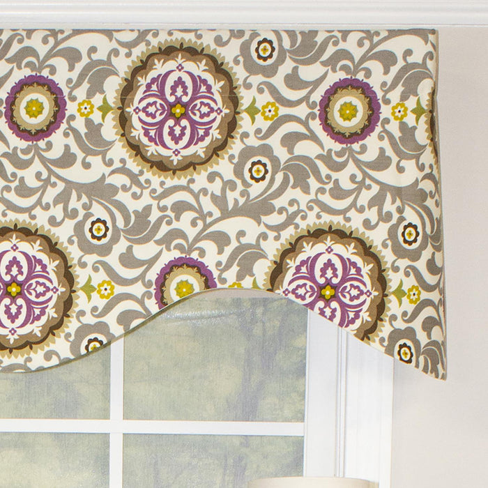 RLF Home Celestial Cornice 100% Cotton with Fully Lined 3" Rod Pocket Valnance for Windows 50" x 17" Sterling