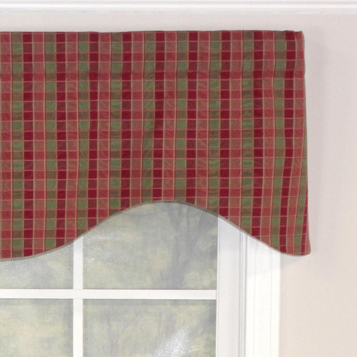 RLF Home Gabriel Check Cornice 100% Cotton with Fully Lined 3" Rod Pocket Valnance for Windows 50" x 17" Grape