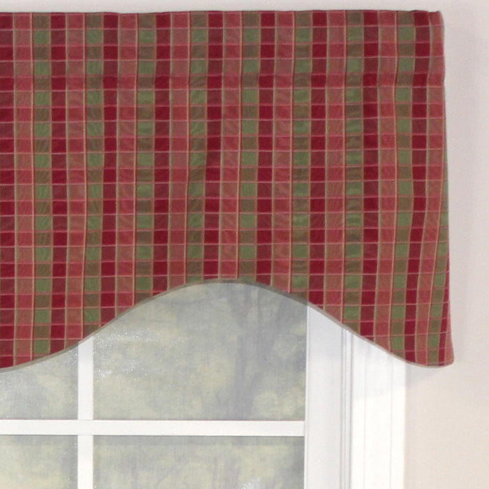 RLF Home Gabriel Check Cornice 100% Cotton with Fully Lined 3" Rod Pocket Valnance for Windows 50" x 17" Grape