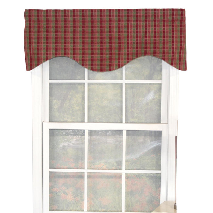 RLF Home Gabriel Check Cornice 100% Cotton with Fully Lined 3" Rod Pocket Valnance for Windows 50" x 17" Grape