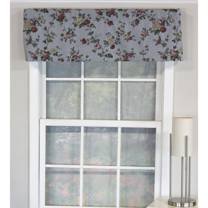 RLF Home Flower Grid Tailored 100% Cotton with Fully Lined 3" Rod Pocket Valnance for Windows 50" x 14" Chetwode
