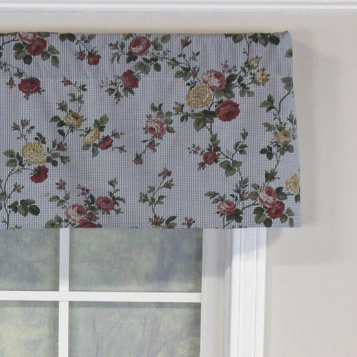 RLF Home Flower Grid Tailored 100% Cotton with Fully Lined 3" Rod Pocket Valnance for Windows 50" x 14" Chetwode