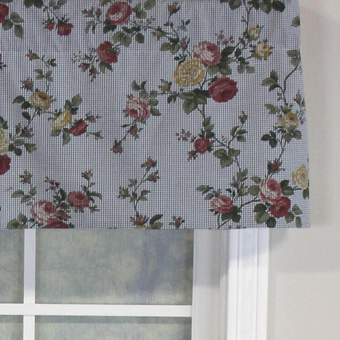 RLF Home Flower Grid Tailored 100% Cotton with Fully Lined 3" Rod Pocket Valnance for Windows 50" x 14" Chetwode