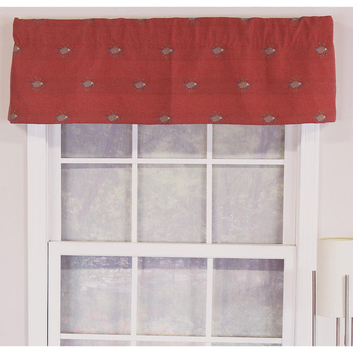 RLF Home Bubbles Tailored 100% Cotton with Fully Lined 3" Rod Pocket Valnance for Windows 50" x 14" Red