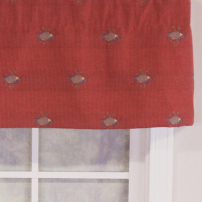 RLF Home Bubbles Tailored 100% Cotton with Fully Lined 3" Rod Pocket Valnance for Windows 50" x 14" Red