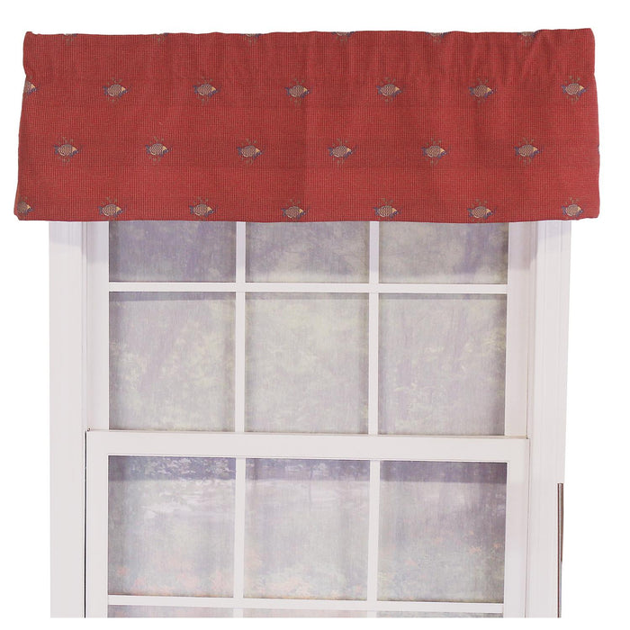 RLF Home Bubbles Tailored 100% Cotton with Fully Lined 3" Rod Pocket Valnance for Windows 50" x 14" Red