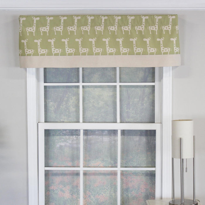 RLF Home Girafee Banded 100% Cotton with Fully Lined 3" Rod Pocket Valnance for Windows 50" x 15" Fern