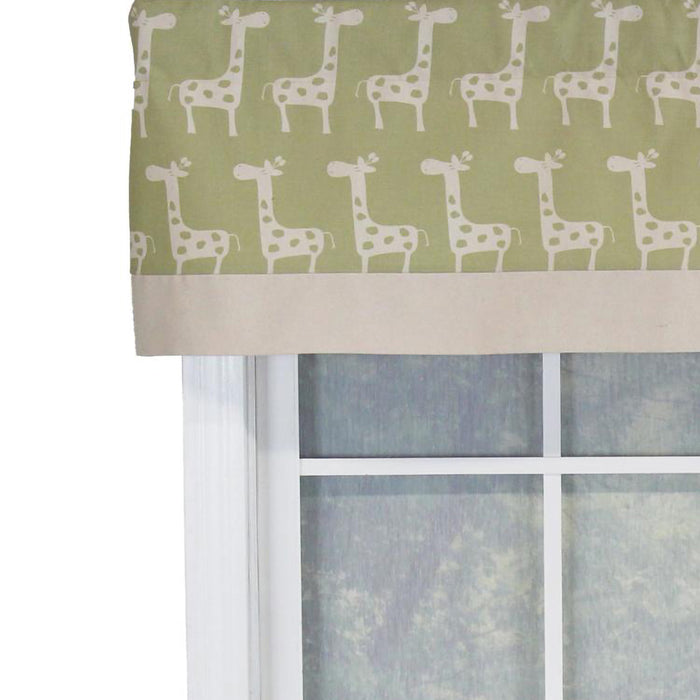 RLF Home Girafee Banded 100% Cotton with Fully Lined 3" Rod Pocket Valnance for Windows 50" x 15" Fern