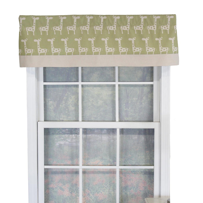 RLF Home Girafee Banded 100% Cotton with Fully Lined 3" Rod Pocket Valnance for Windows 50" x 15" Fern