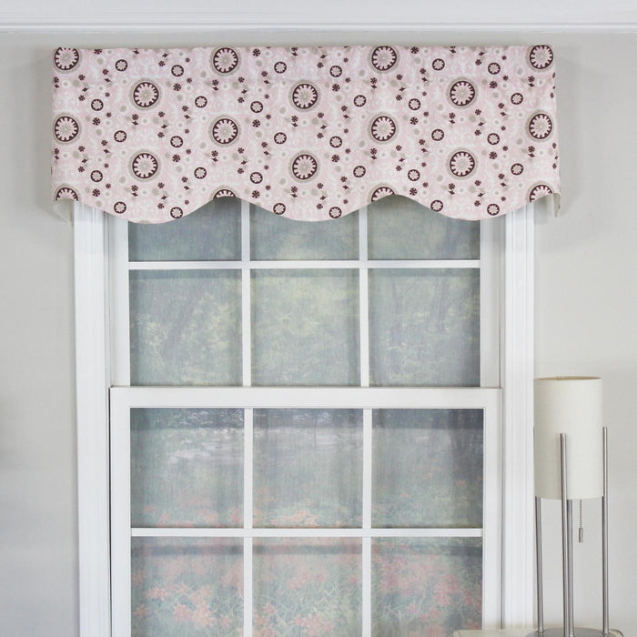 RLF Home Pin Wheel Provance 100% Cotton with Fully Lined 3" Rod Pocket Valnance for Windows 50" x 15" Pink