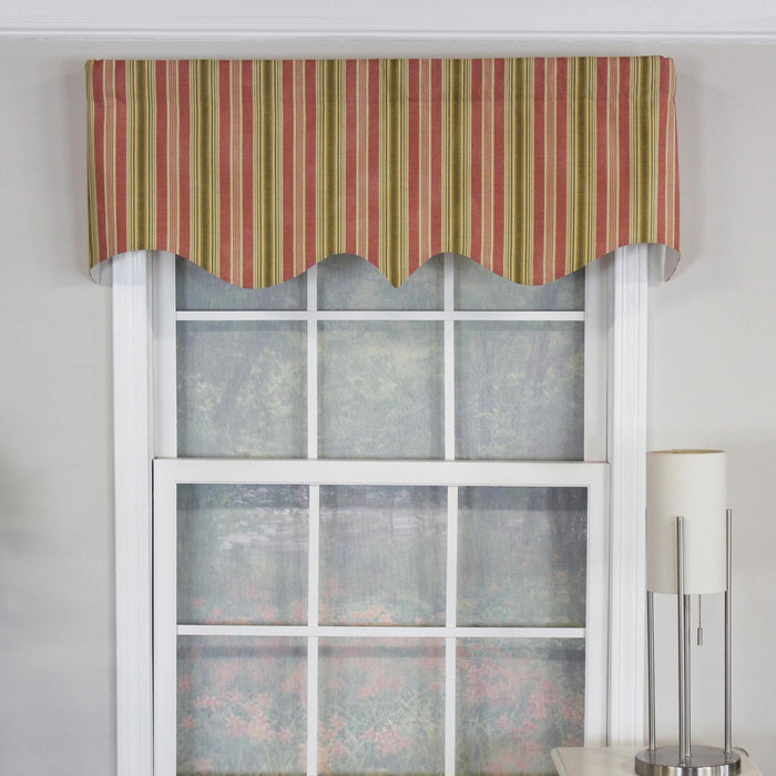 RLF Home Dell Stripe Regal 100% Cotton with Fully Lined 3" Rod Pocket Valnance for Windows 50" x 17" Watermelon