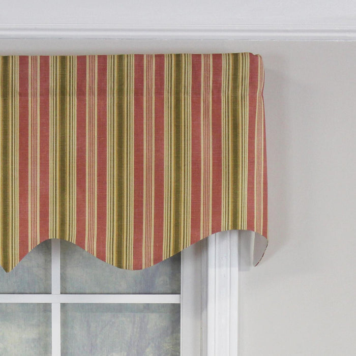 RLF Home Dell Stripe Regal 100% Cotton with Fully Lined 3" Rod Pocket Valnance for Windows 50" x 17" Watermelon