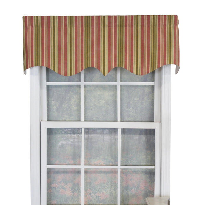 RLF Home Dell Stripe Regal 100% Cotton with Fully Lined 3" Rod Pocket Valnance for Windows 50" x 17" Watermelon