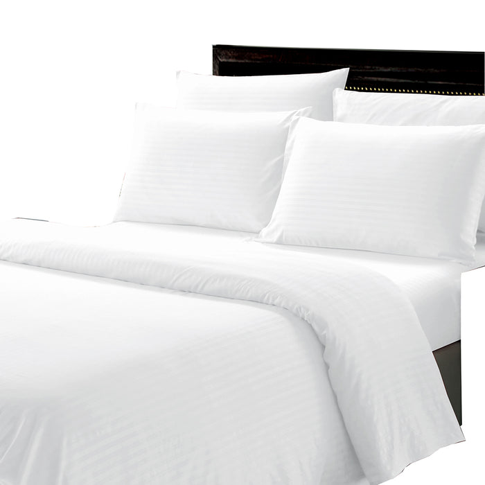 Plazatex Dobby Stripe Luxurious Ultra Soft Moisture Wicking Solid Color 6 Pieces Sheet Set White