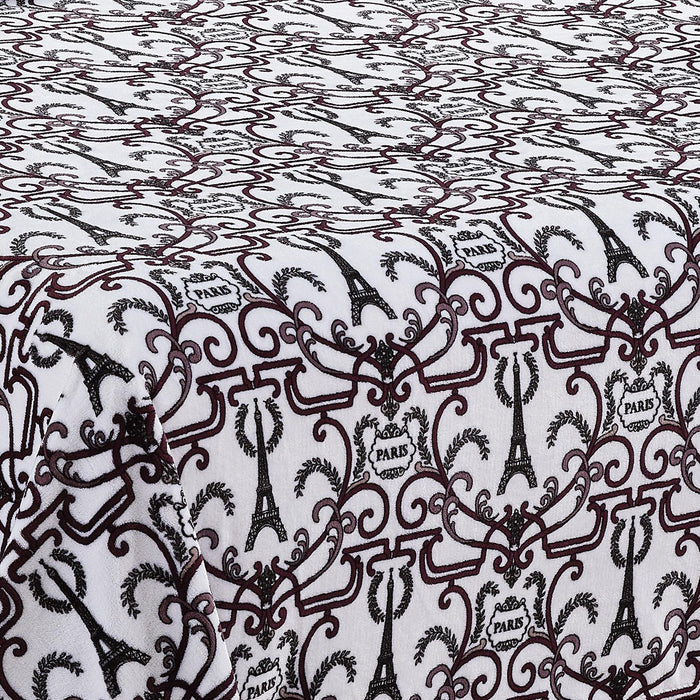 Plazatex Luxurious Ultra Soft Lightweight Chantal Printed Blanket White